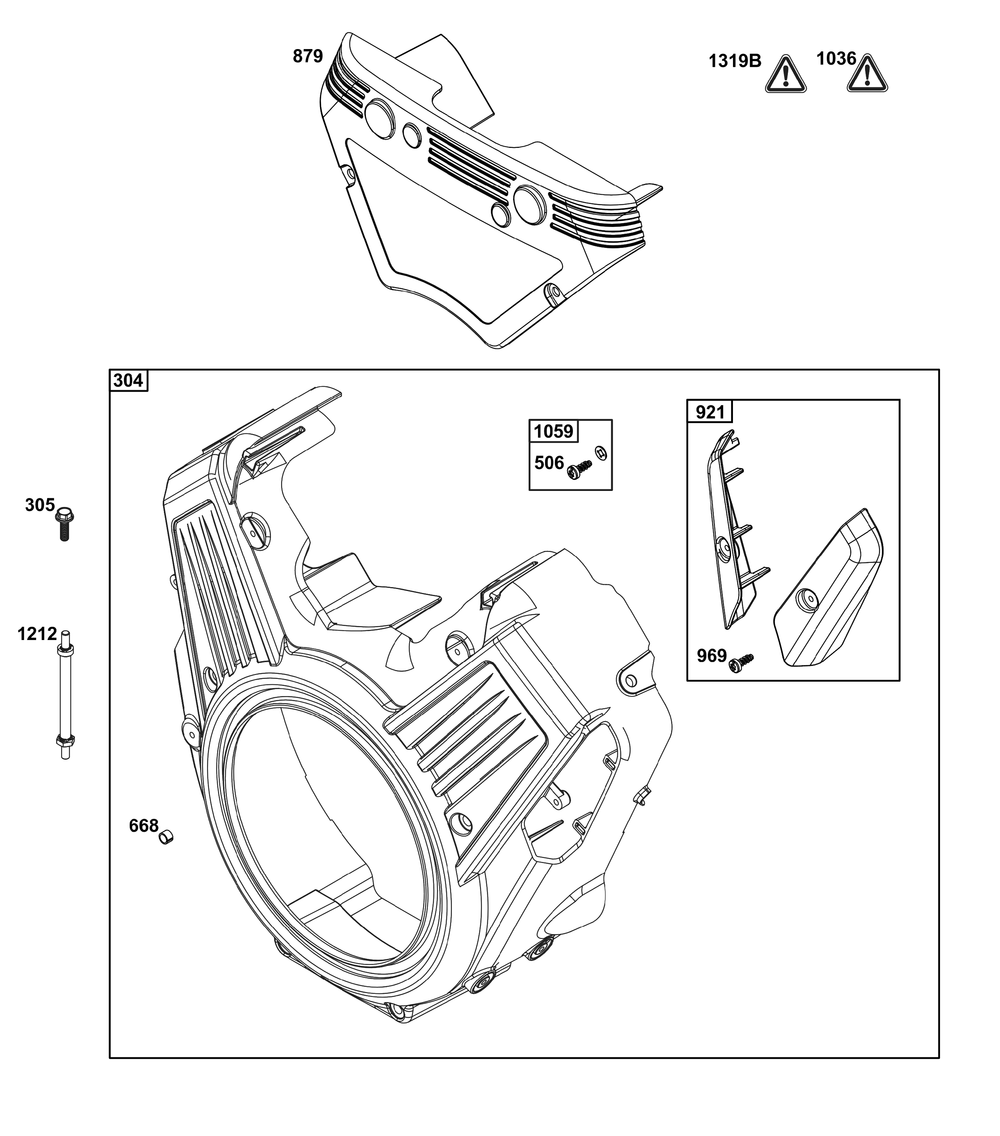 Blower Housing Group Diagram and Parts List for 613477-0267-J1 400000 - 699999 Briggs and Stratton Engine